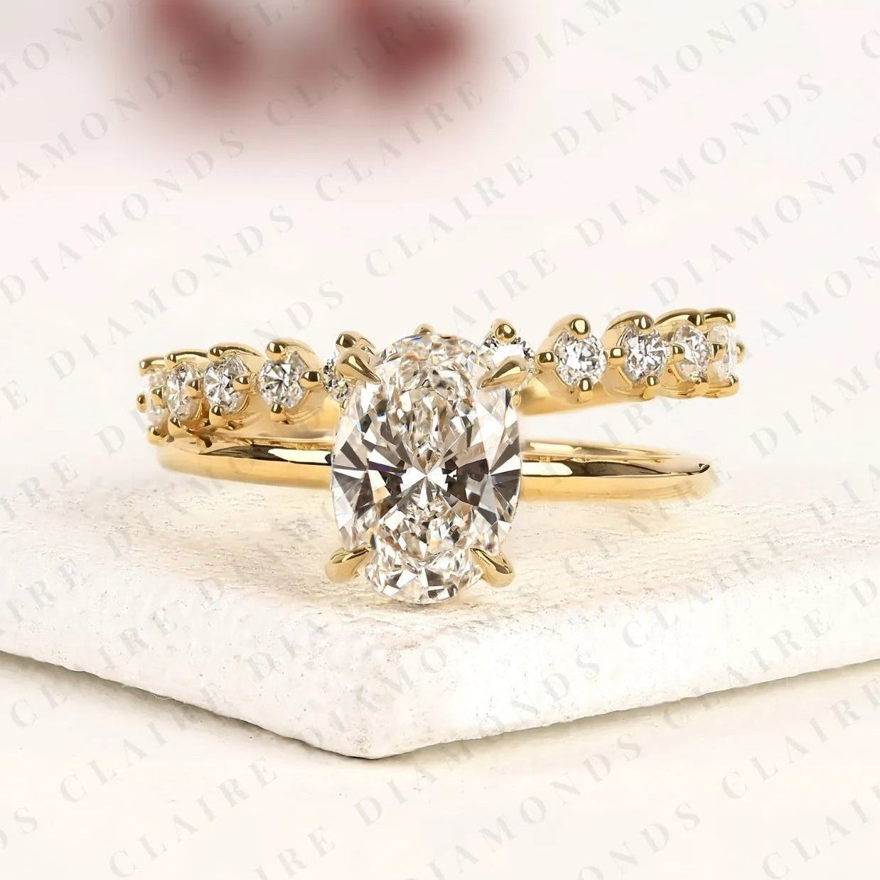 classic oval cut lab grown diamond ring set for engagement, wedding, and anniversary celebrations.