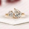 2.63 TCW Toi et Moi Pear Cut Lab Grown Diamond Engagement Ring Unique Double Stone Bridal Ring