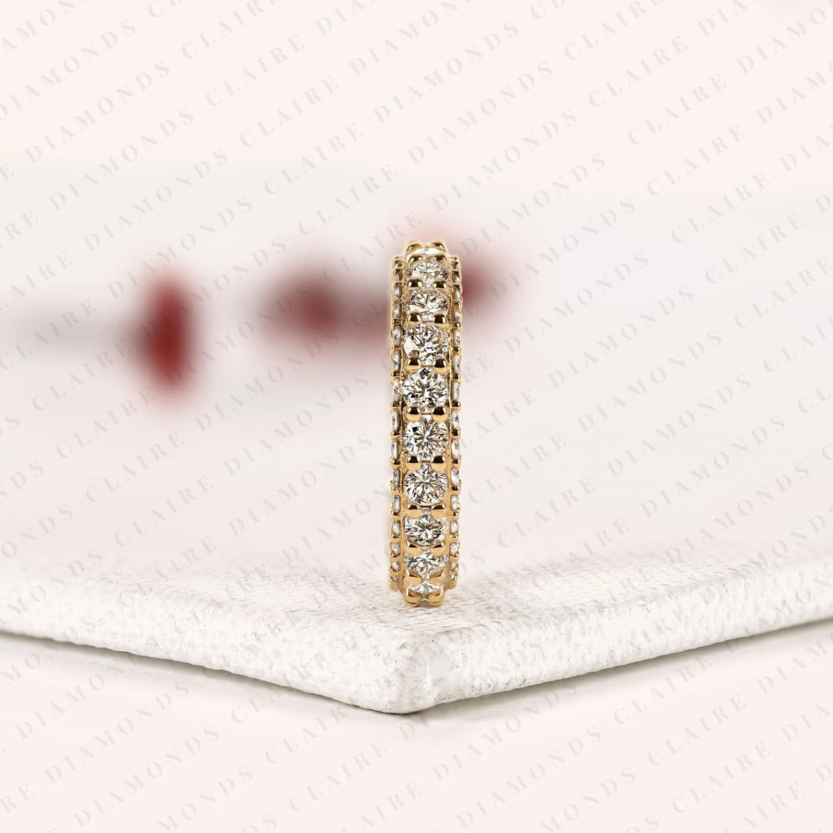 2.85 tcw round cut moissanite diamond eternity band gold wedding ring inspired stackable bridal band