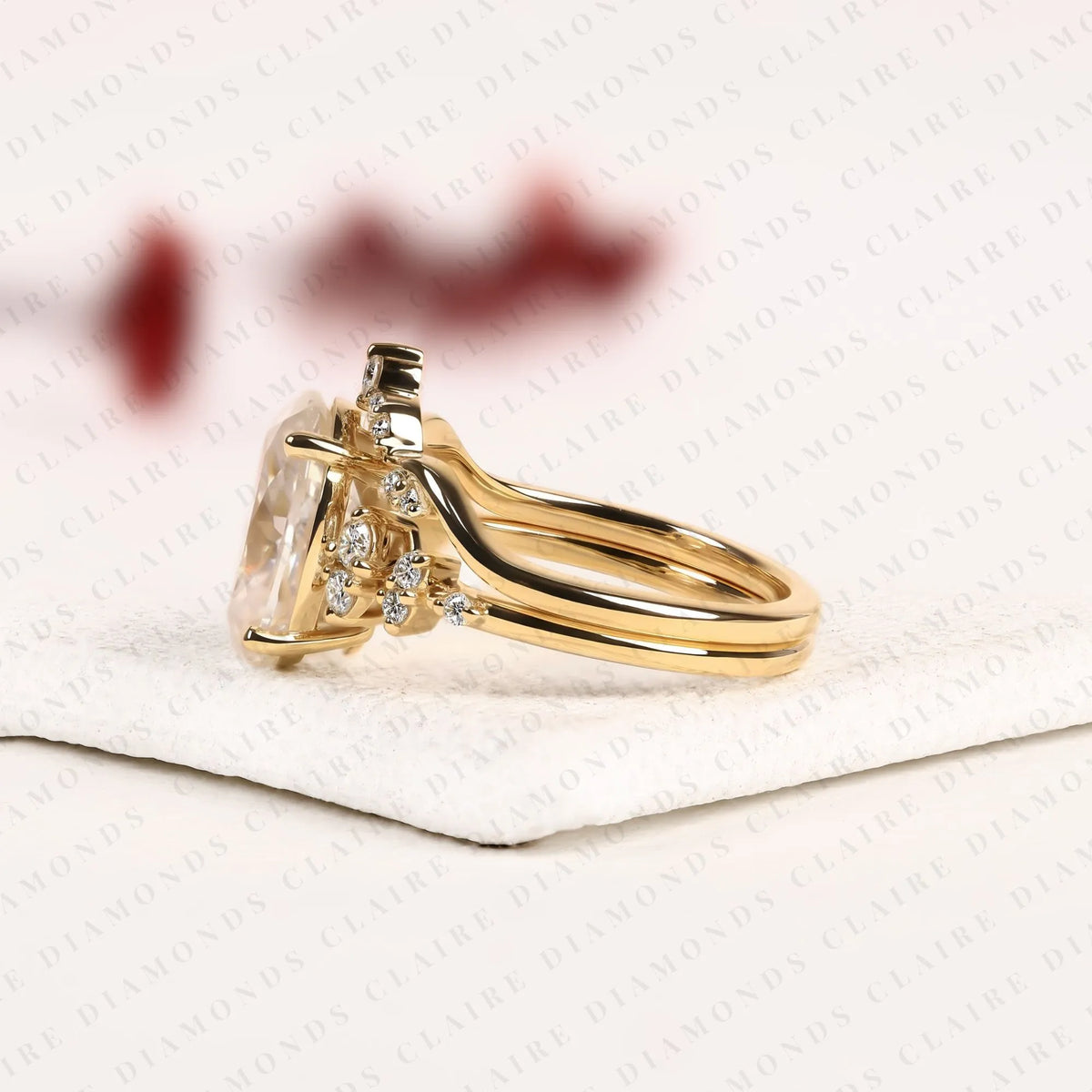 Oval Cut Engagement Ring Set Nature Inspired Wedding Ring – photo 3
