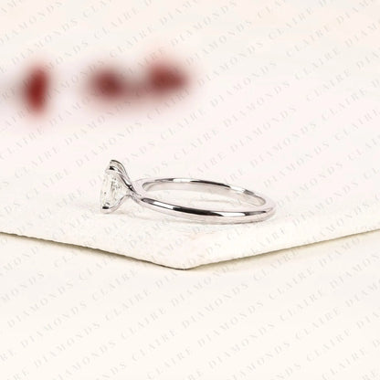 Princess Cut Lab Grown Diamond Solitaire Engagement Ring, Classic Four Prong White Gold Ring, Minimalist Proposal Ring