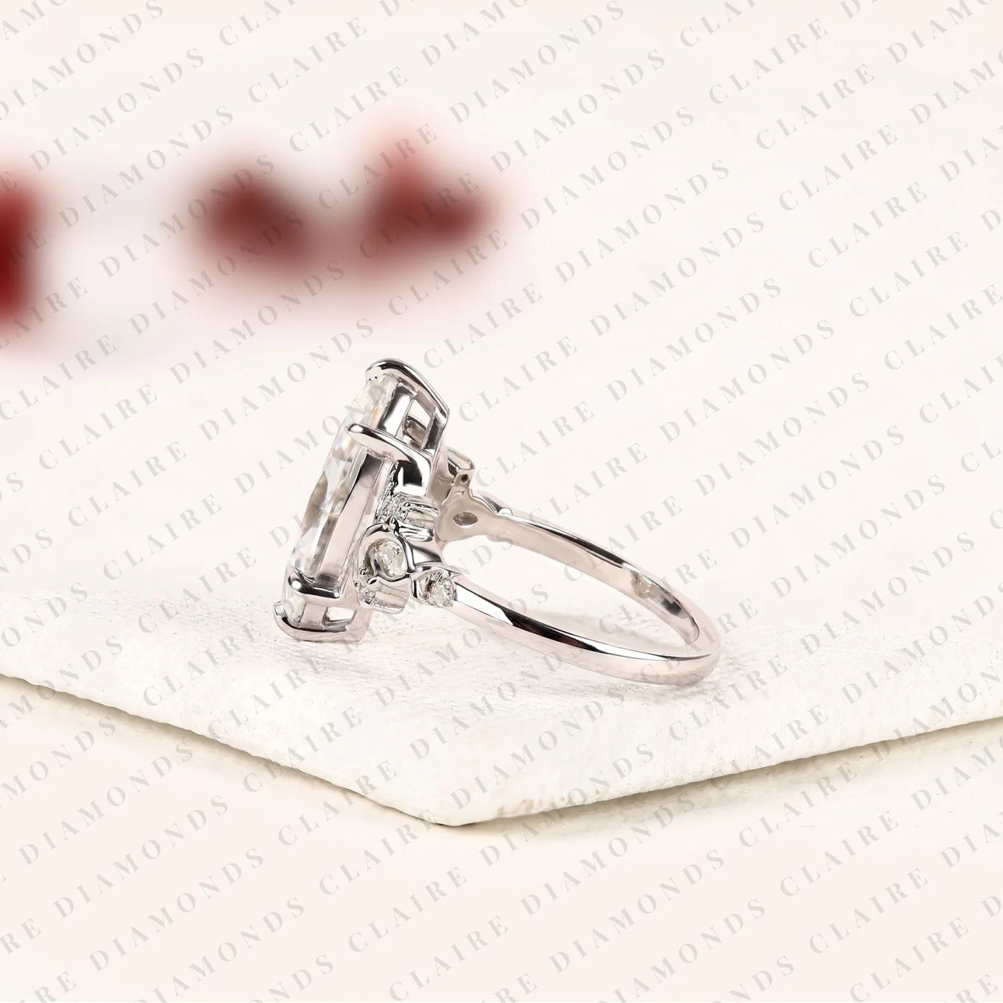 marquise cut lab grown diamond engagement ring nature inspired floral ring vintage leaf wedding ring unique proposal ring