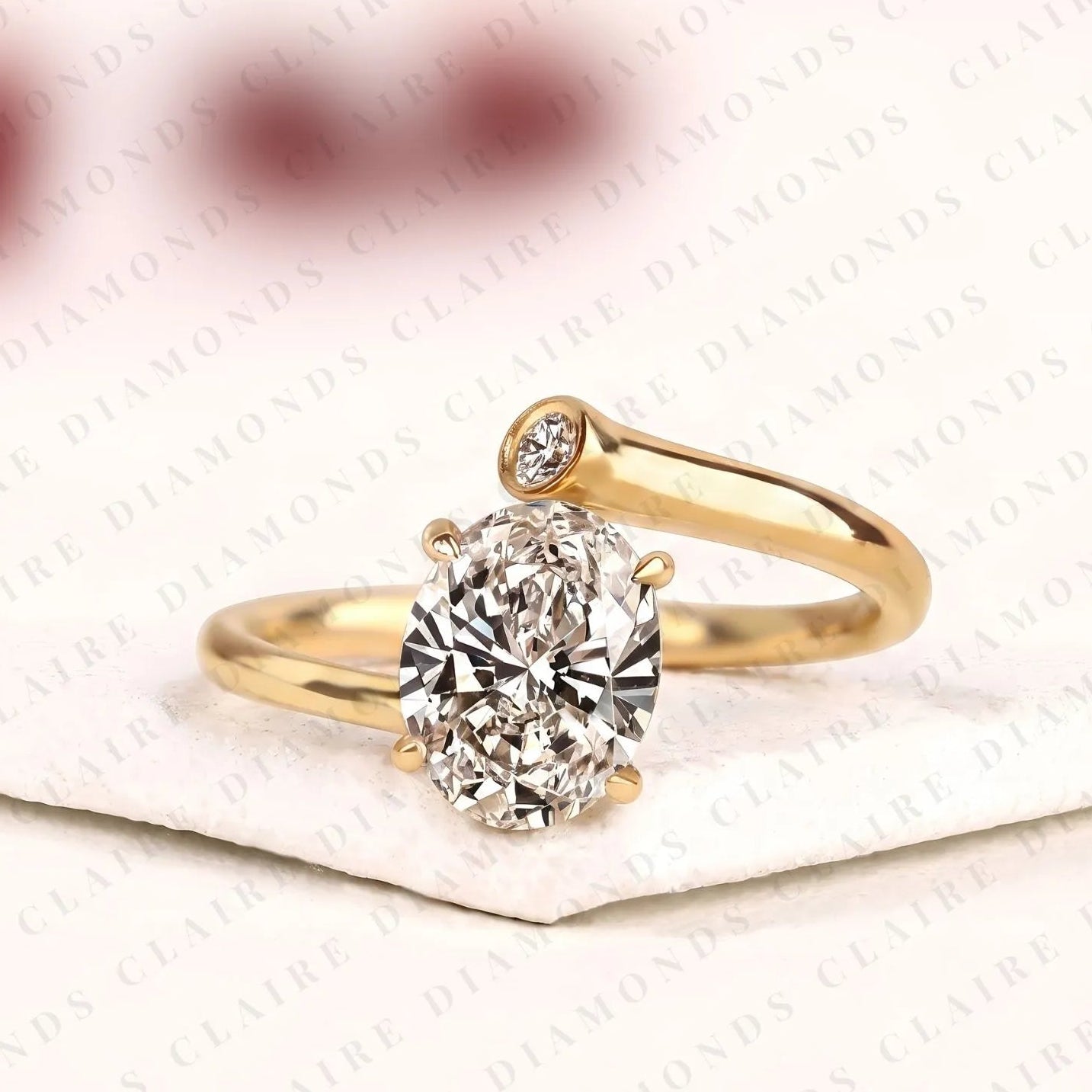 oval cut lab grown diamond engagement ring bypass ring unique open band modern style bridal jewelry