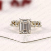 Emerald Cut Lab Grown Diamond Engagement Ring Bridal Set Ring with Pavé Diamond Band Modern Unique Bridal Jewelry