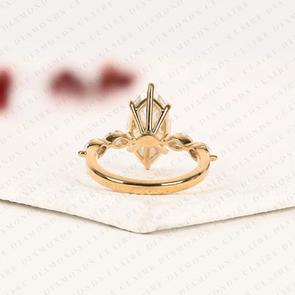 Marquise Cut Lab Grown Diamond Engagement Ring Five Stone Diamond Minimalist Ring