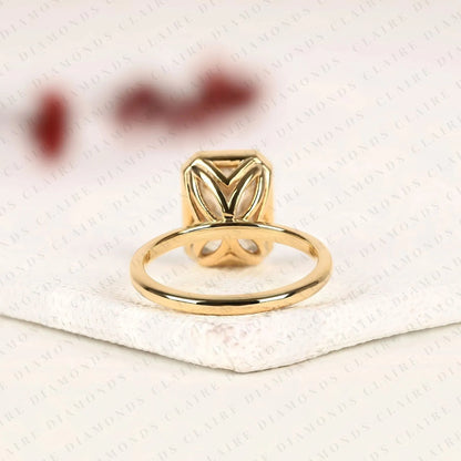 Bezel Set Radiant Cut Lab Grown Diamond Engagement Ring in Gold | Solitaire Wedding Ring for Women | IGI Certified Anniversary Ring