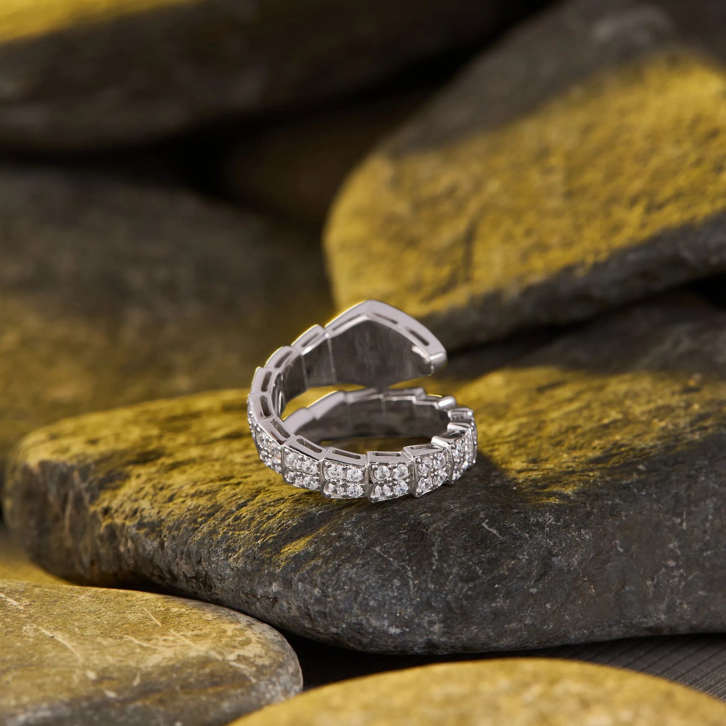 0.85 tcw modern pavé lab grown diamond snake wrap ring elegant geometric open band statement design