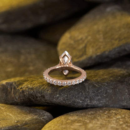 Elegant Marquise Cut Solitaire Lab Grown Diamond Engagement Ring with Sparkling Pavé Diamond Band for Timeless Luxury and Bridal Beauty