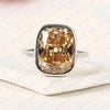 Old Mine Elongated Brown Cushion Cut Bezel Set  Solitaire Lab Grown Diamonds Engagement Ring – Modern Elegance with Warm Radiance