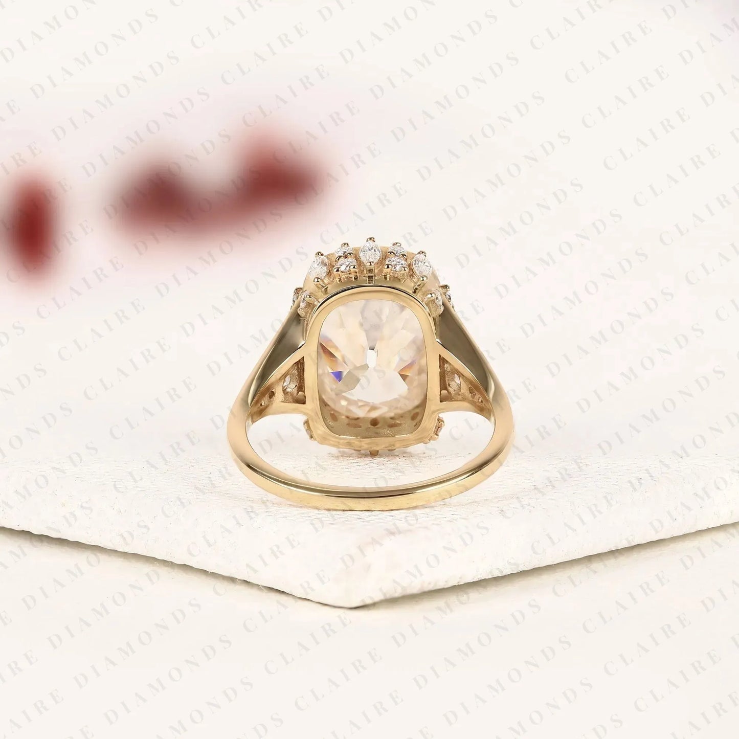 vintage elongated cushion cut moissanite diamond engagement ring | bezel set statement ring | unique gold anniversary ring for women.