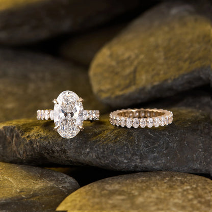 Timeless Oval Lab Grown Diamond Ring with Sparkling Double Halo Band and Romantic Luxury Design
