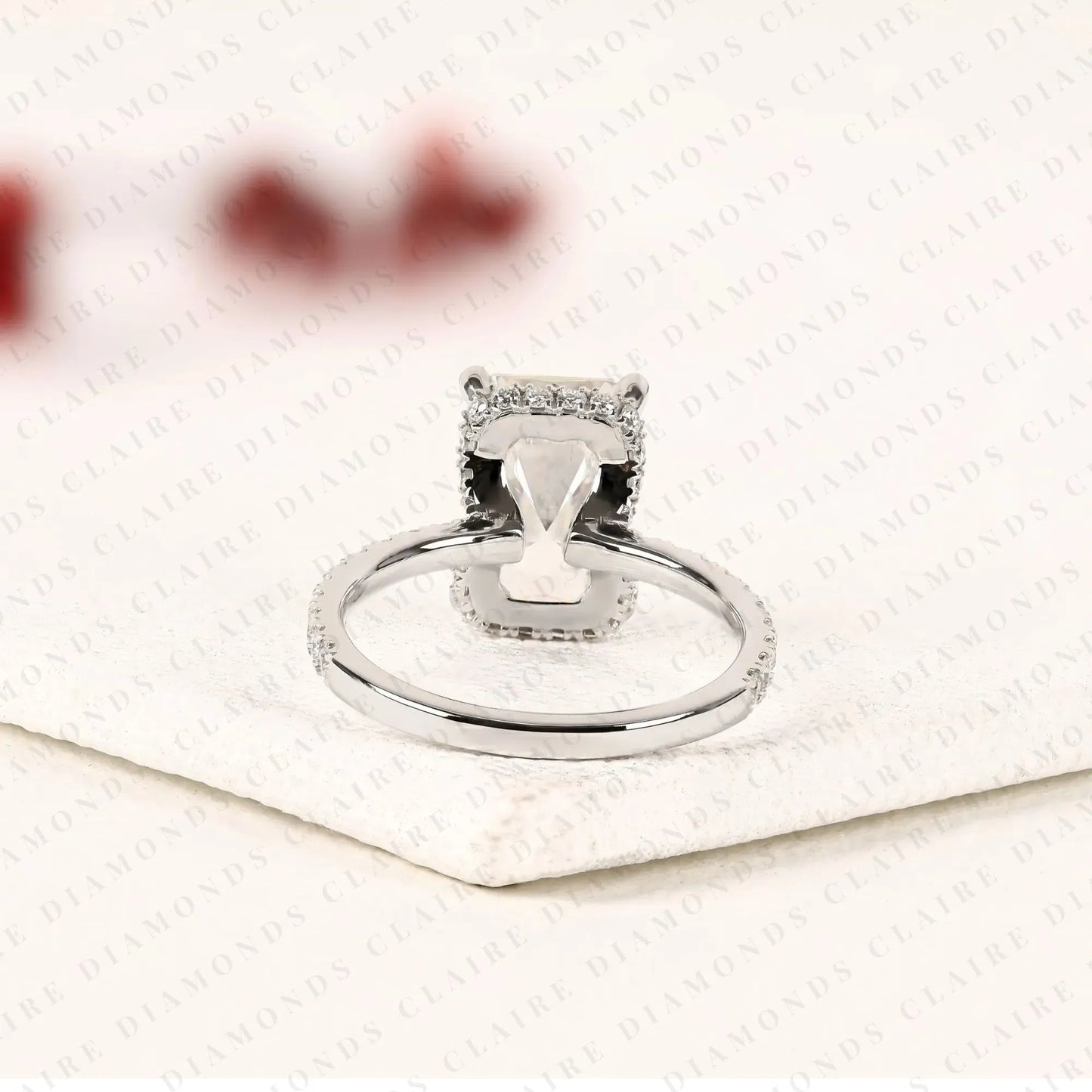 radiant cut hidden halo lab grown diamonds engagement ring with pavé band – luxurious brilliance for your forever