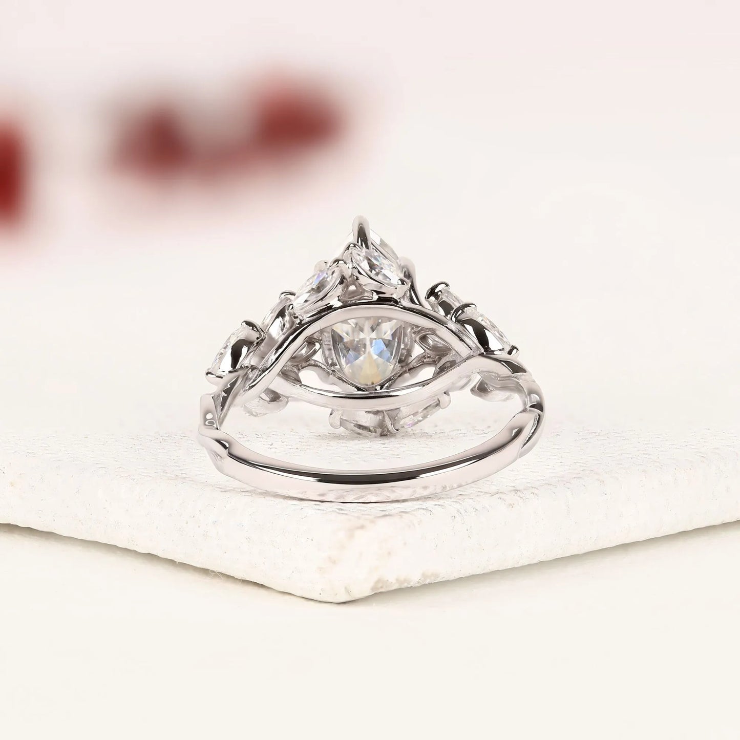 marquise cut moissanite diamond engagement ring vintage floral cluster ring white gold wedding ring unique anniversary ring for women.