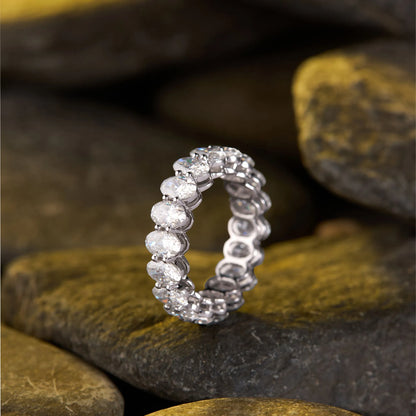 3.60 TCW Elegant Oval Cut Moissanite Diamond Eternity Band in White Gold Luxury Wedding Ring