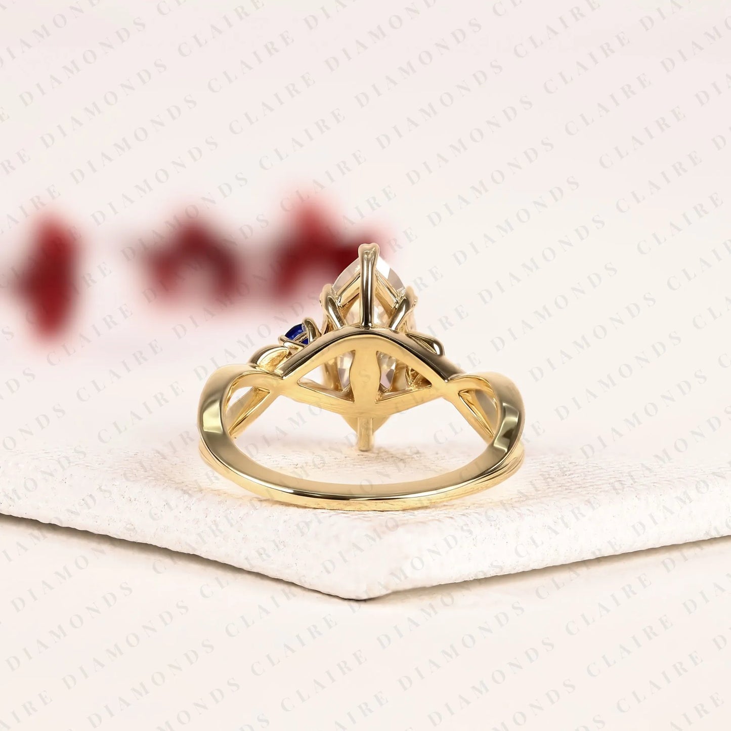marquise moissanite diamond ring, nature inspired leaf engagement ring, vintage floral ring, sapphire gold promise ring