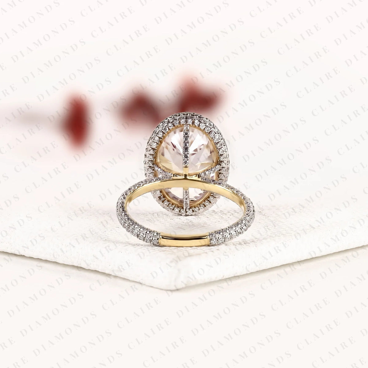 enchanted oval cut lab grown diamond halo engagement ring | botanical vine halo gold ring | nature inspired vintage bridal jewelry