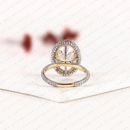 Enchanted Oval Cut Lab Grown Diamond Halo Engagement Ring | Botanical Vine Halo Gold Ring | Nature Inspired Vintage Bridal Jewelry