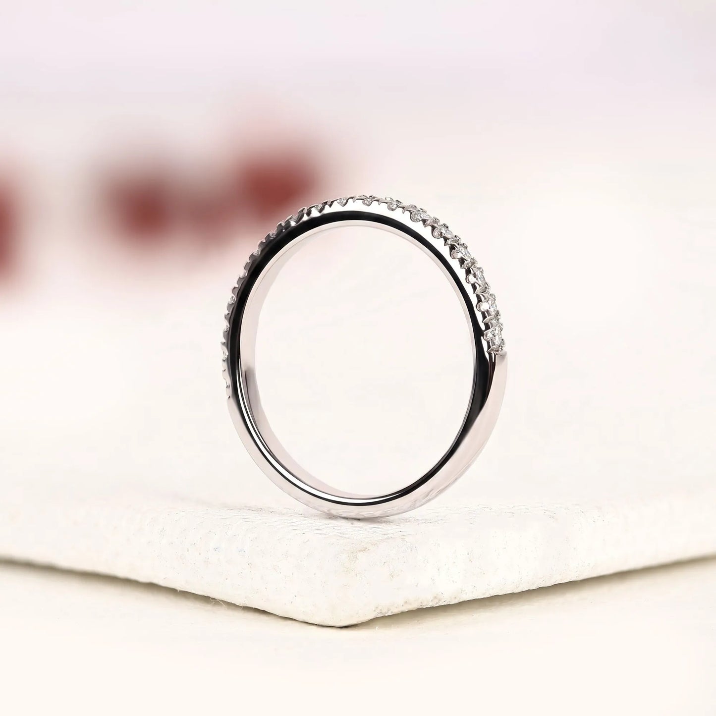 0.30 tcw timeless round brilliant lab grown diamond eternity wedding band with delicate pavé set sparkling accents