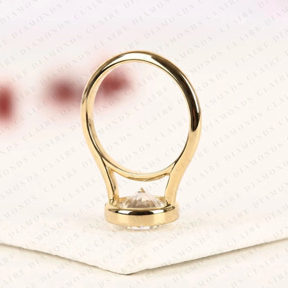 Luxury Round Brilliant Lab Grown Diamond Solitaire Engagement Ring with Timeless Modern Elegance Bezel Engagement Ring