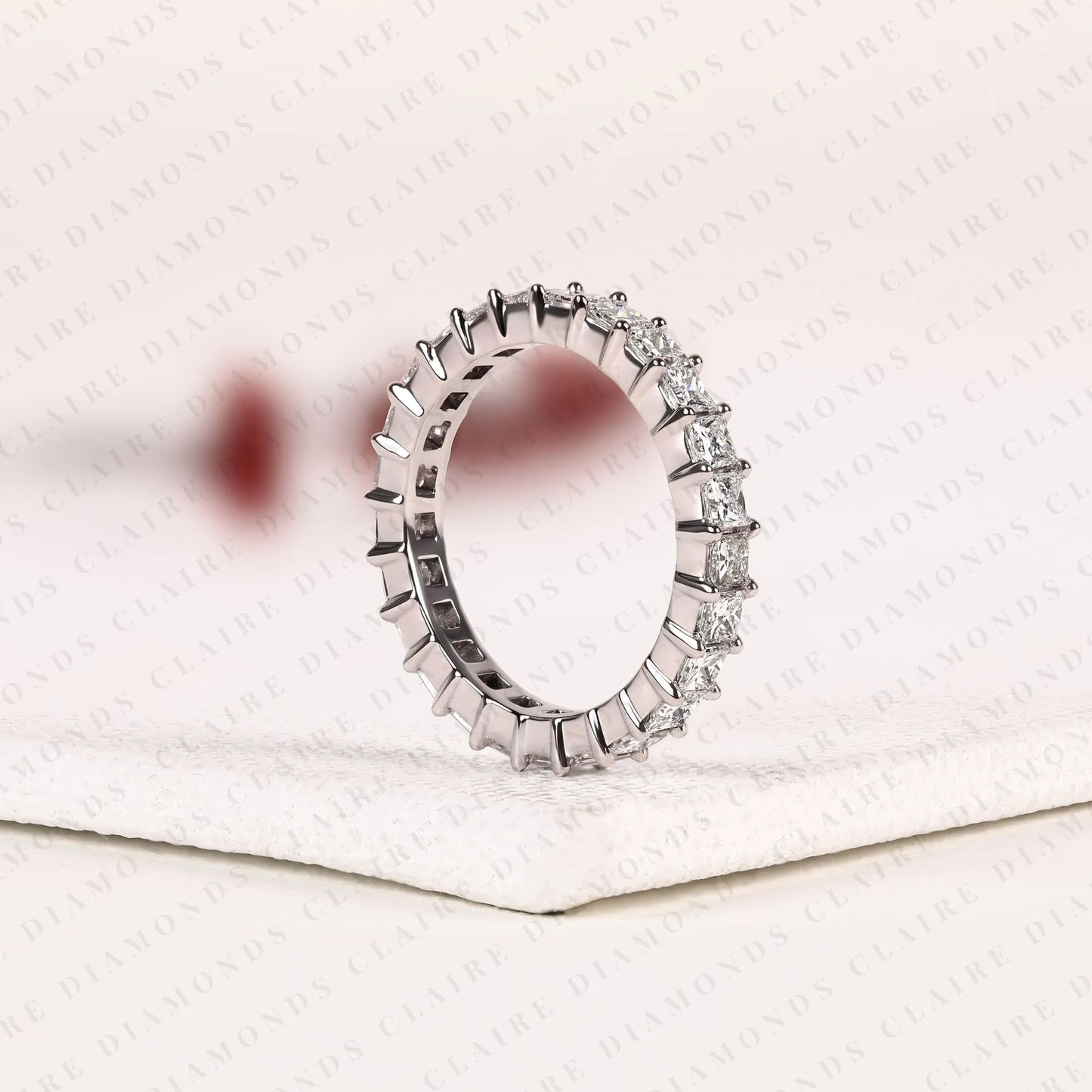 3.00 tcw baguette cut lab grown diamond ring | alternating baguette stone band in solid gold, stackable anniversary & everyday jewelry