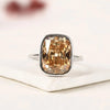 Old Mine Elongated Brown Cushion Cut Bezel Set Lab Grown Diamonds Engagement Ring – Modern Elegance with Warm Radiance