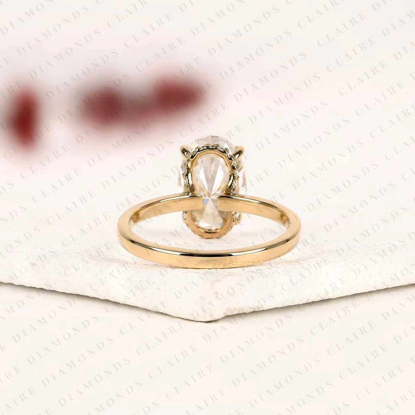classic oval cut solitaire lab grown diamond engagement ring in yellow gold | hidden halo wedding ring for women | timeless anniversary gift.
