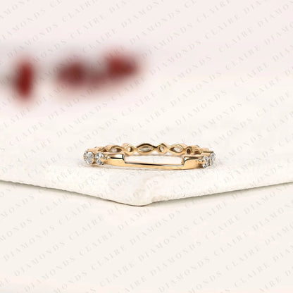 0.96 TCW Stackable Marquise and Round Brilliant Diamond Lab Grown Eternity Band for Everyday Luxury