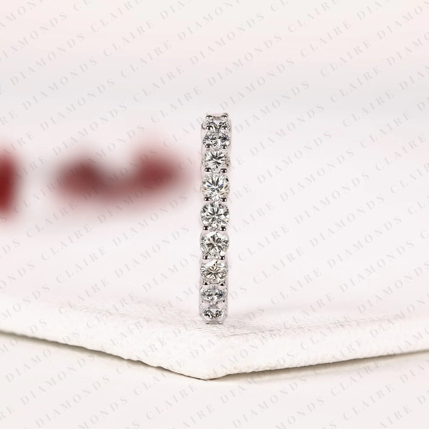 2.20 tcw elegant full eternity moissanite diamond wedding band with round brilliant diamonds