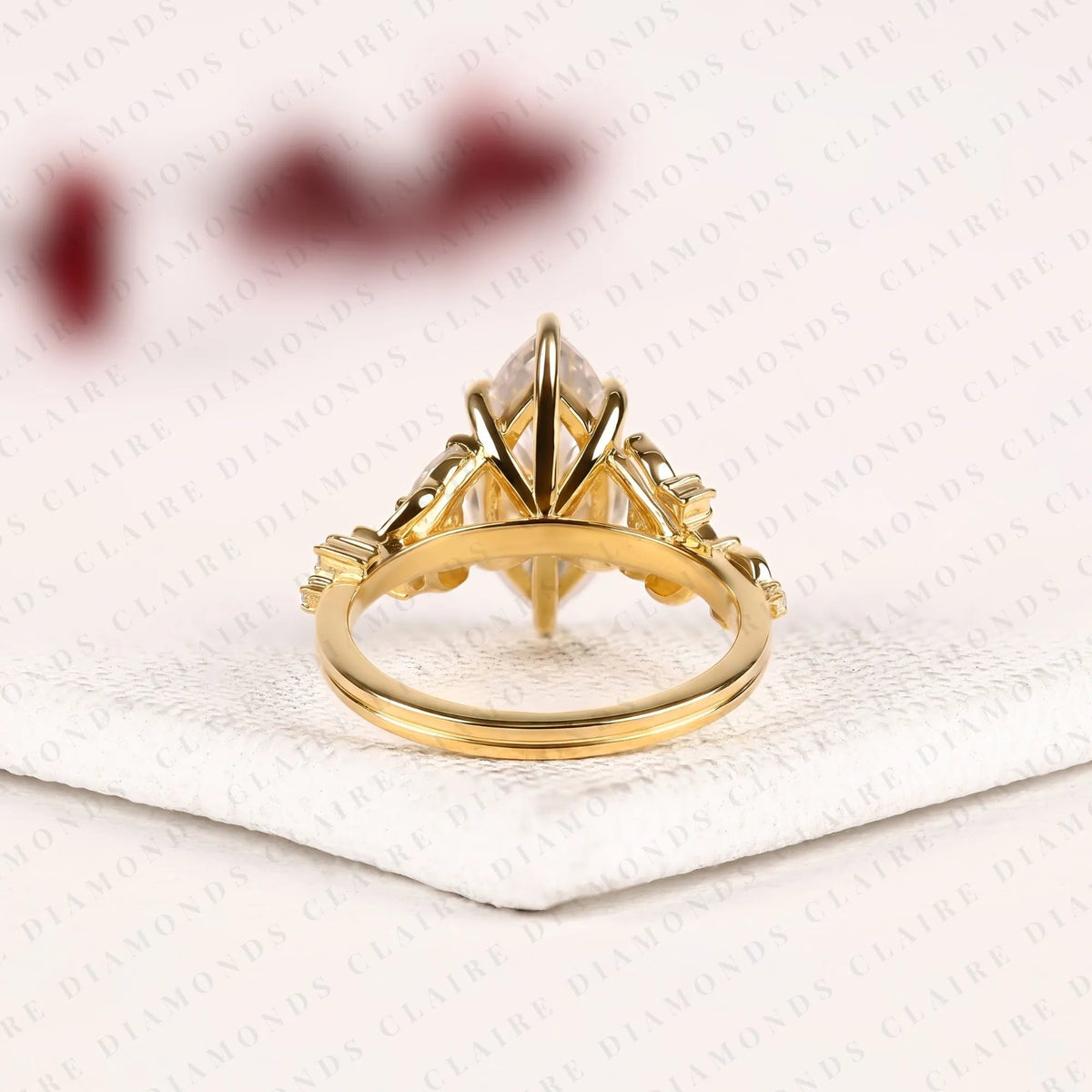 marquise cut lab grown diamond engagement ring, floral leaf vine gold ring, nature inspired bridal ring, unique vintage wedding jewelry