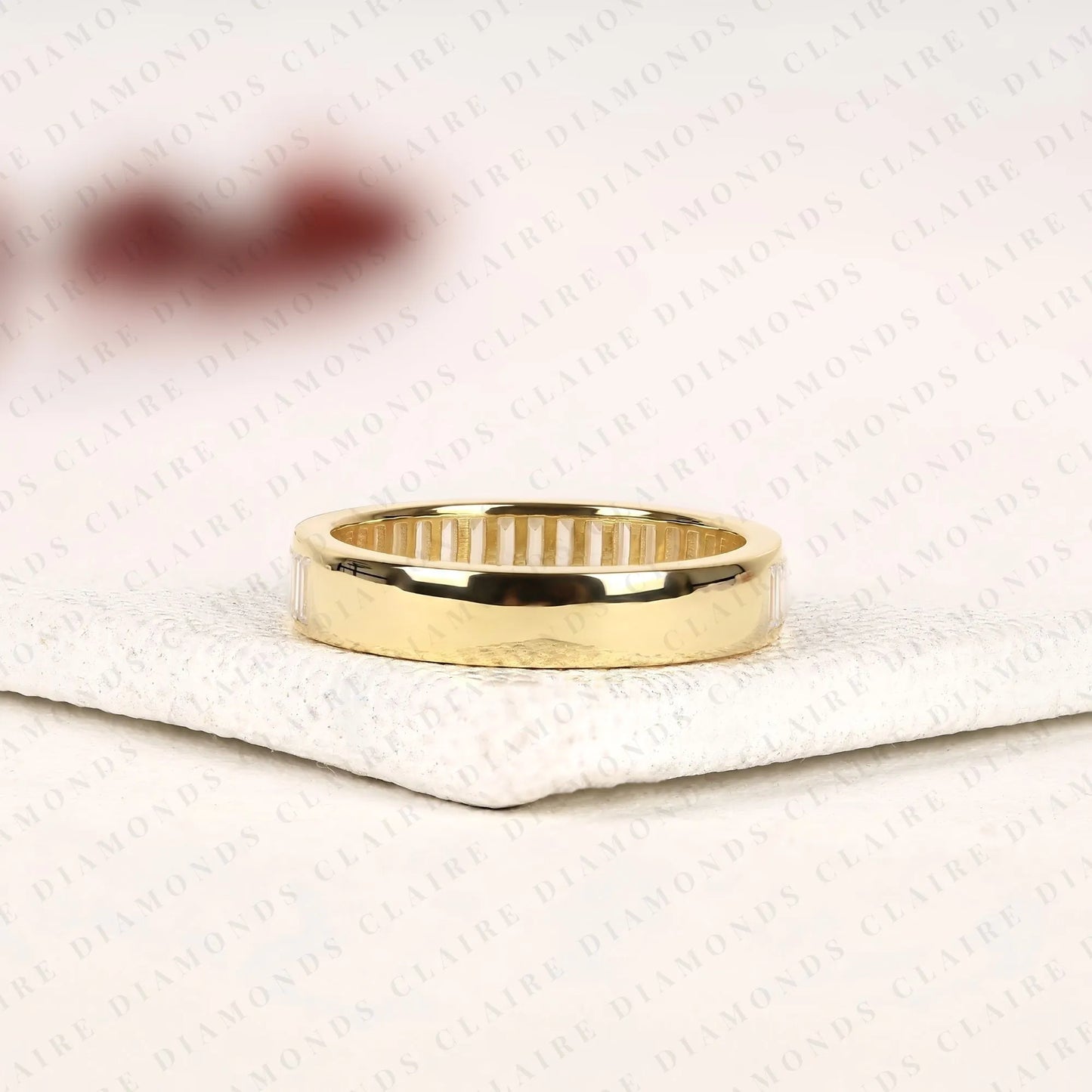 1.35 tcw baguette cut lab grown diamond eternity wedding band minimalist stackable anniversary ring for women