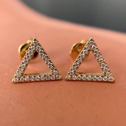 0.96 TCW Triangle Moissanite Diamond Stud Earrings in Gold Geometric Minimalist Diamond Earrings Everyday Luxury Jewelry