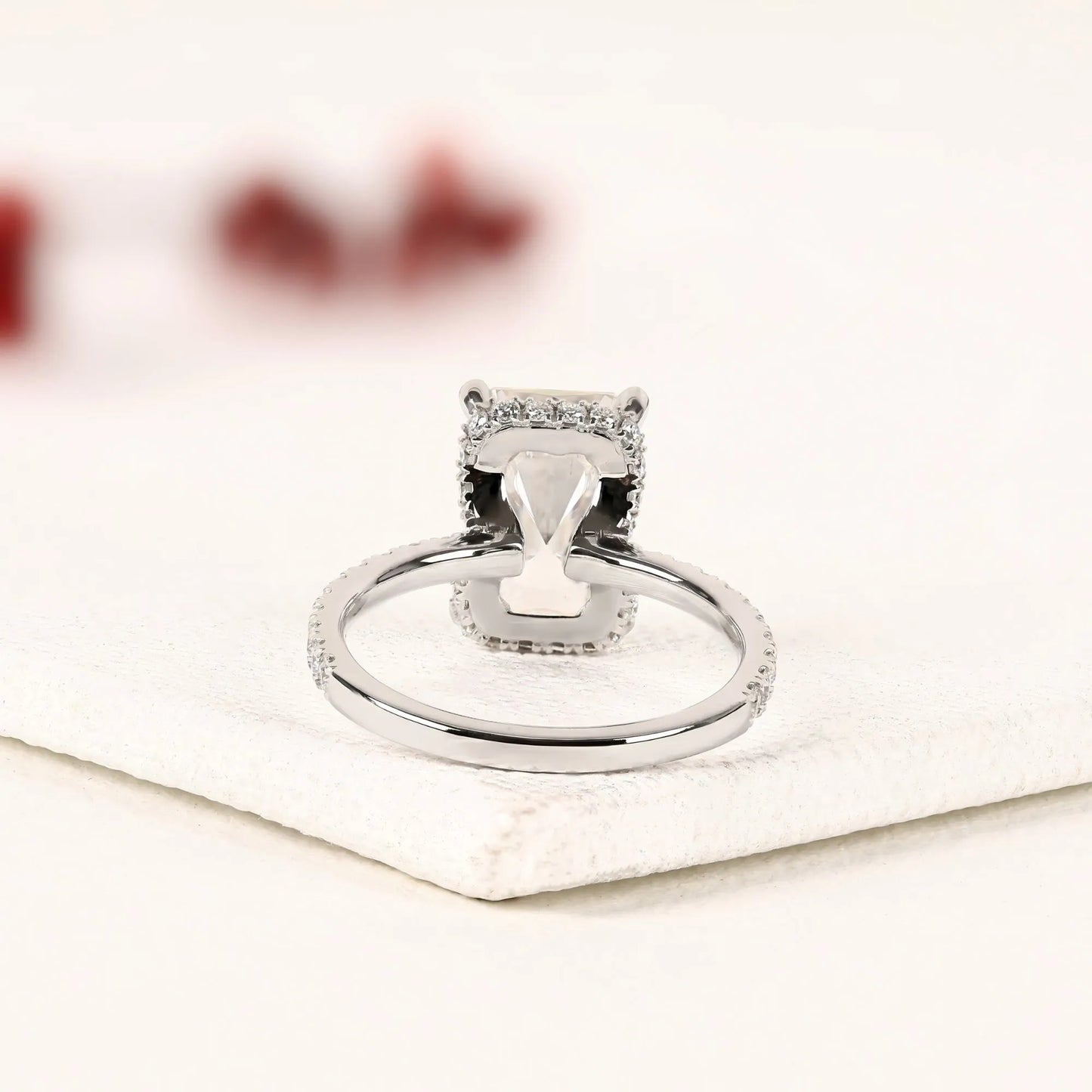 radiant cut hidden halo lab grown diamonds engagement ring with pavé band – luxurious brilliance for your forever
