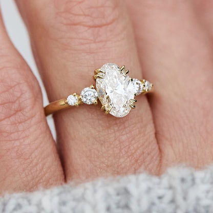 Elegant Oval Cut Diamond Engagement Ring Moissanite Minimalist Bridal Ring