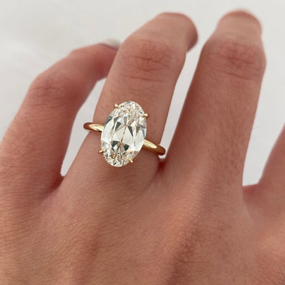 Old Mine Oval Moissanite Engagement Ring Gold Solitaire Wedding Anniversary Ring