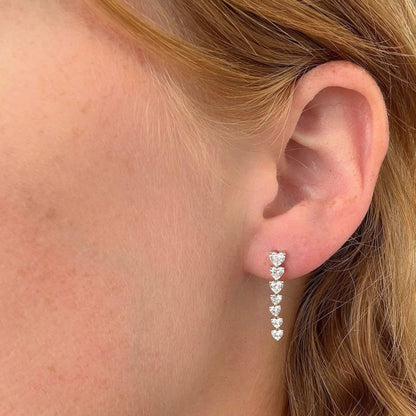 2.80 TCW Heart Shape Lab Grown Diamond Drop Earrings in Gold Elegant Dainty Dangle Jewelry for Women