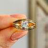Modern Wave Design Round Diamond Lab Grown Solitaire Ring in Minimalist Open Frame Engagement Ring