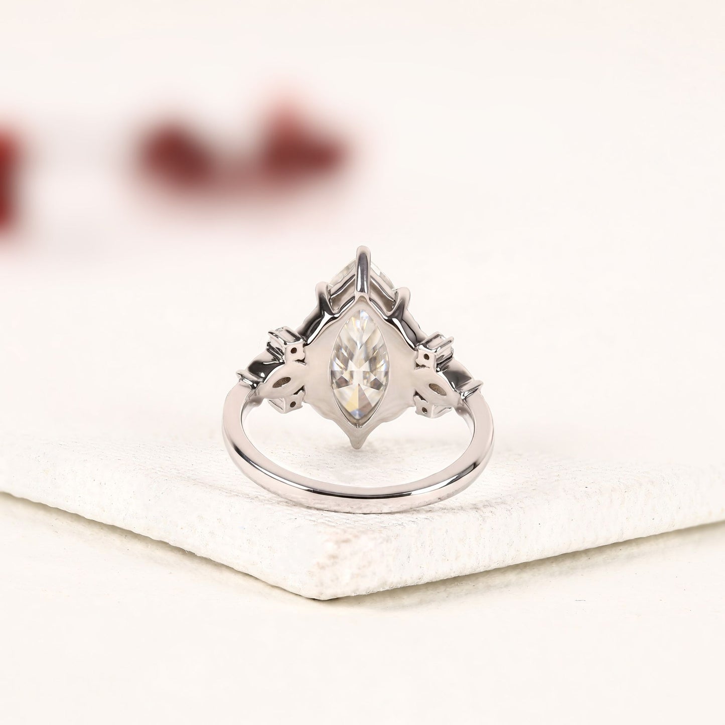 marquise cut lab grown diamond engagement ring nature inspired floral ring vintage leaf wedding ring unique proposal ring
