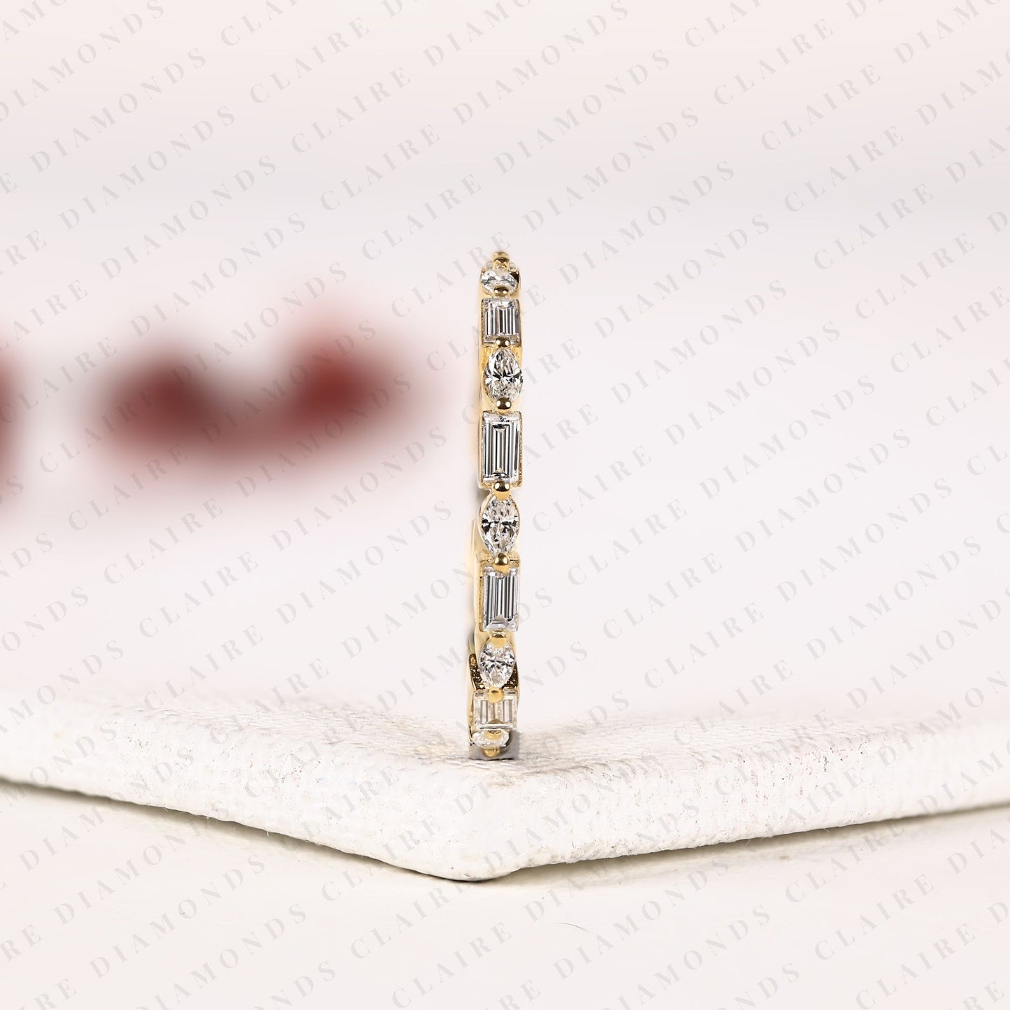 2.00 tcw baguette & marquise lab grown diamond band vintage inspired alternating stone anniversary ring, elegant stackable band & timeless everyday ring