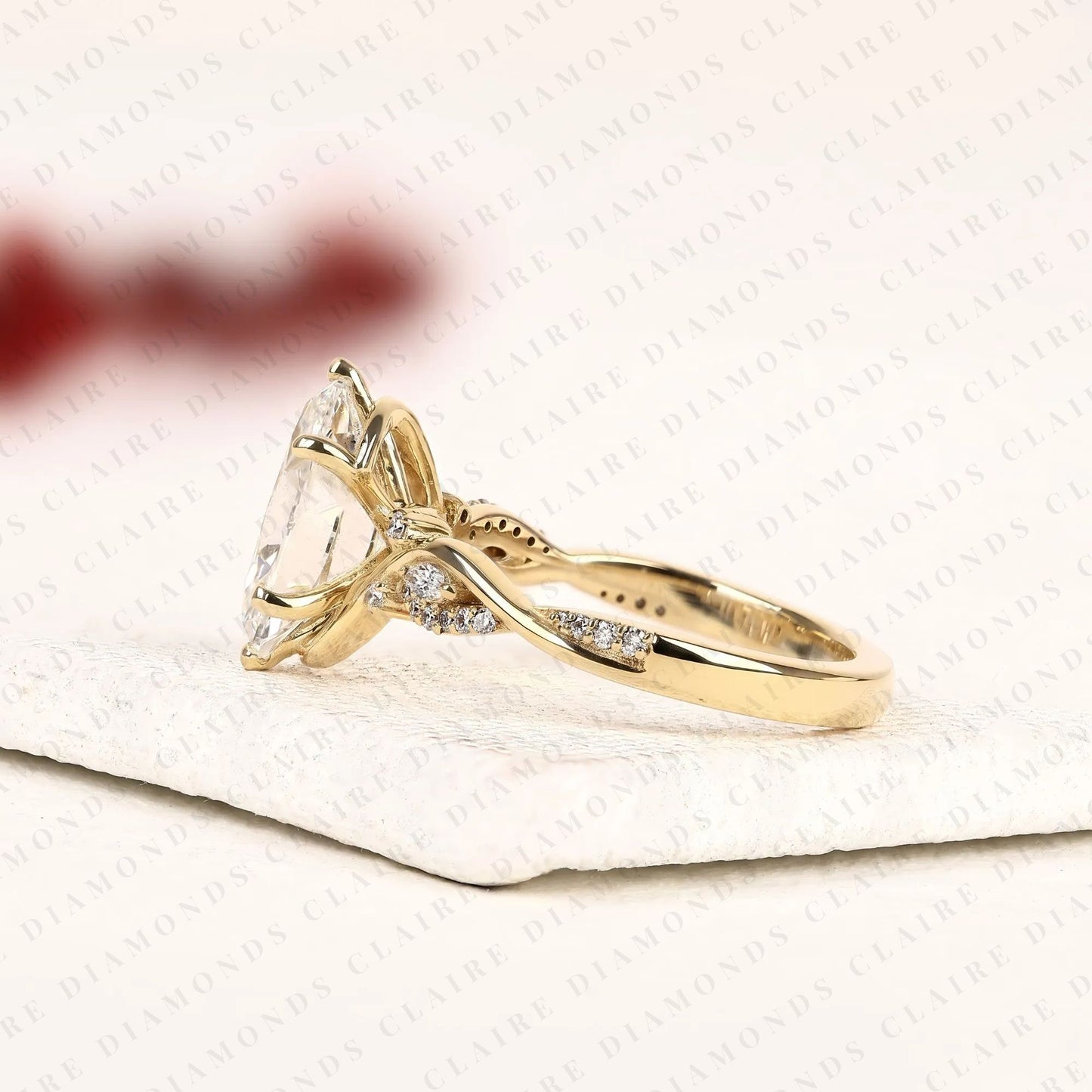 oval cut nature inspired lab grown diamond engagement ring floral vine gold ring vintage leaf wedding ring for women