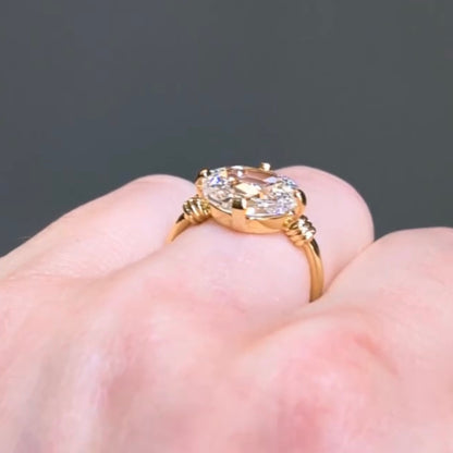 Cushion Rose Cut Moissanite Engagement Ring Unique Gold Solitaire Wedding Ring