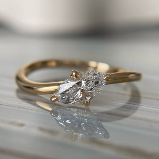 Elegant East West Marquise Lab Grown Diamond Ring in Minimalist Solitaire Engagement Ring
