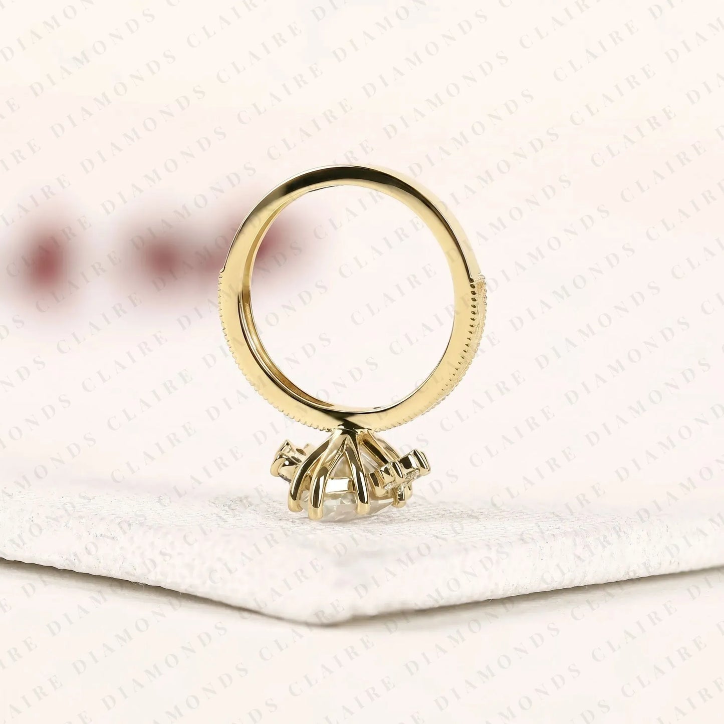 vintage marquise cut lab grown diamond engagement ring engraved gold ring floral halo wedding ring antique inspired bridal ring