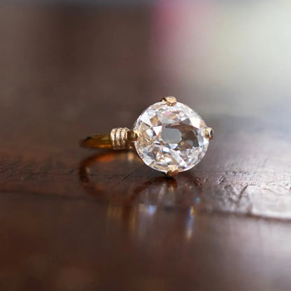 Cushion Rose Cut Moissanite Engagement Ring Unique Gold Solitaire Wedding Ring