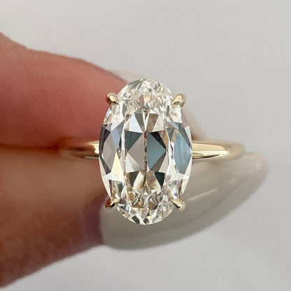 Old Mine Oval Moissanite Engagement Ring Gold Solitaire Wedding Anniversary Ring