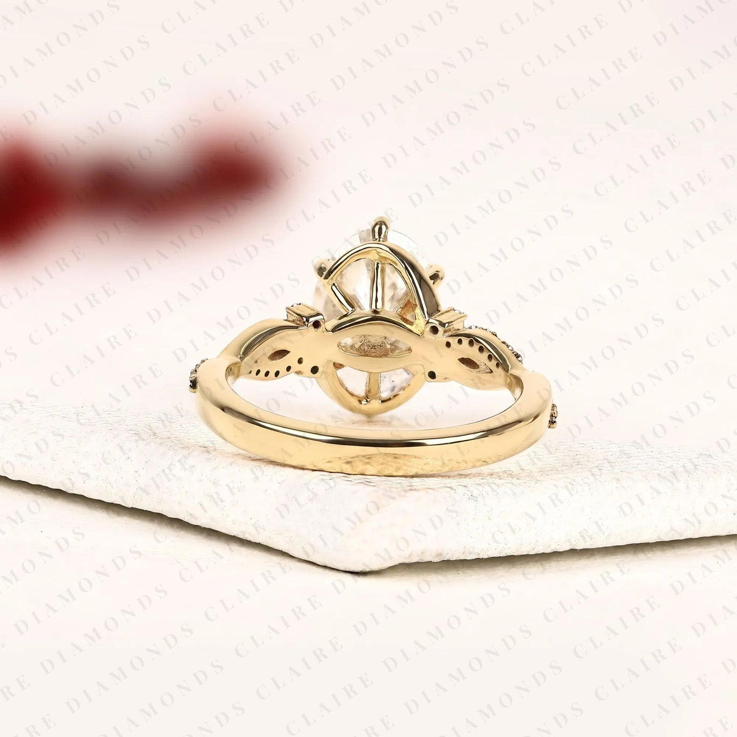 oval cut nature inspired lab grown diamond engagement ring floral vine gold ring vintage leaf wedding ring for women