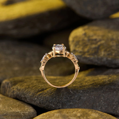 Vintage Lab Grown Marquise Cut Diamond Ring with Elegant Floral Inspired Detailing and Timeless Sparkling Statement Design