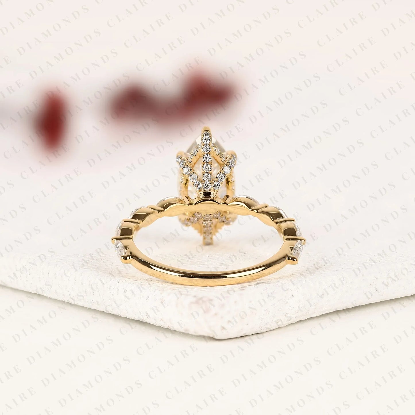 marquise cut lab grown diamond engagement ring yellow gold side stone ring igi certified anniversary ring.