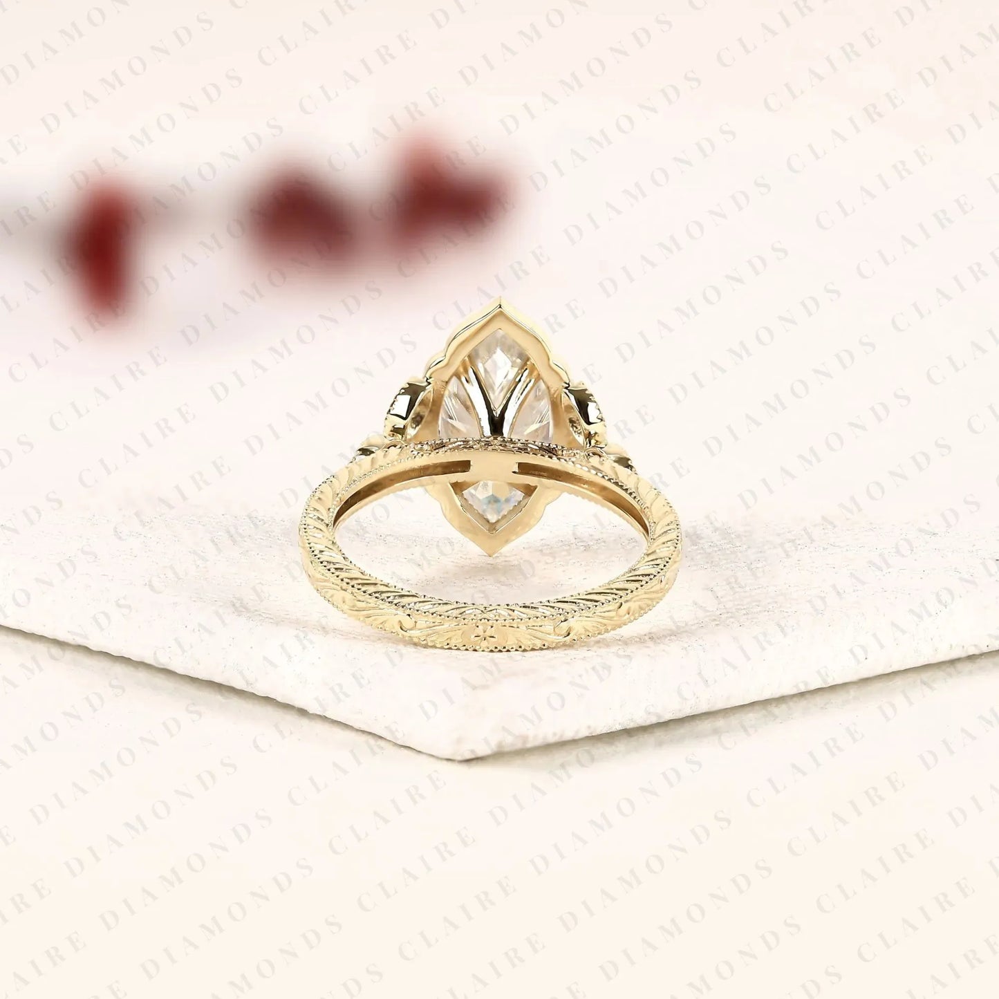 vintage marquise cut lab grown diamond engagement ring in art deco inspired promise ring