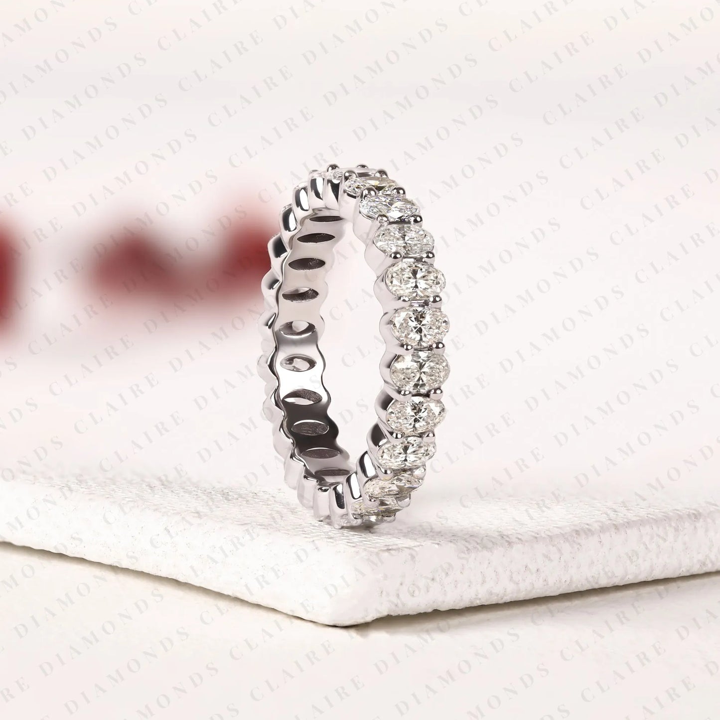 3.90 tcw oval cut lab grown diamond band eternity classic stackable band elegant anniversary timeless bridal jewelry