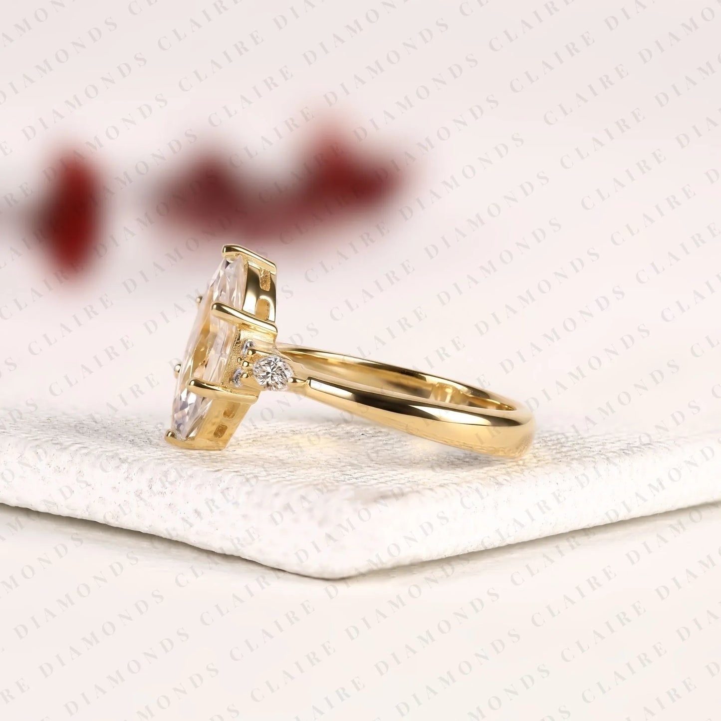 marquise cut lab grown diamond engagement gold ring wedding elegant anniversary gift for her